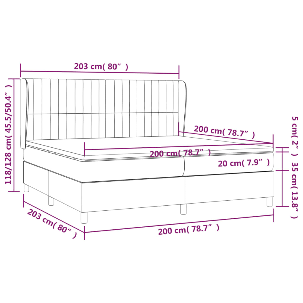 kontinentalseng med madras 200x200 cm stof sort