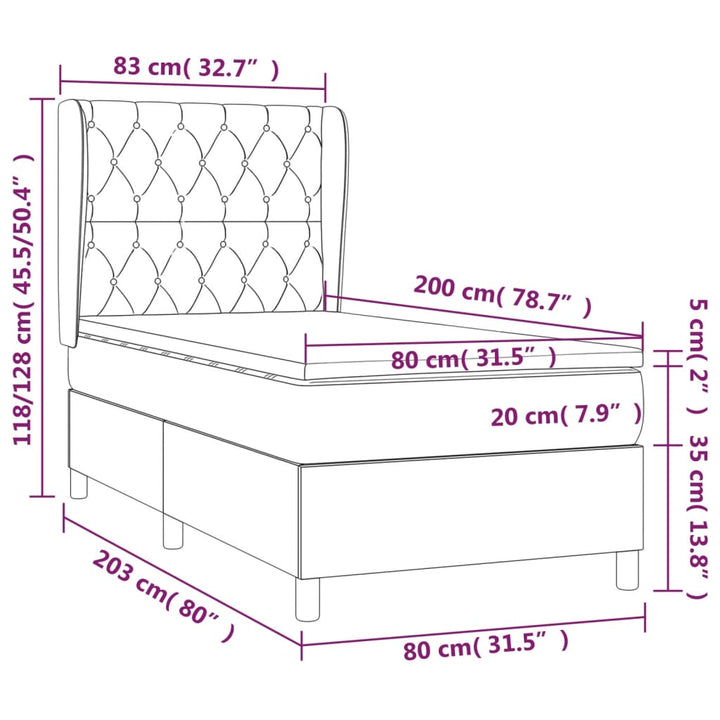kontinentalseng med madras 80x200 cm stof cremefarvet