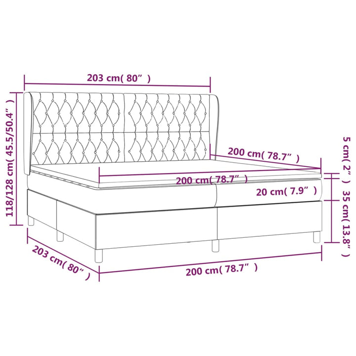 kontinentalseng med madras 200x200 cm stof sort