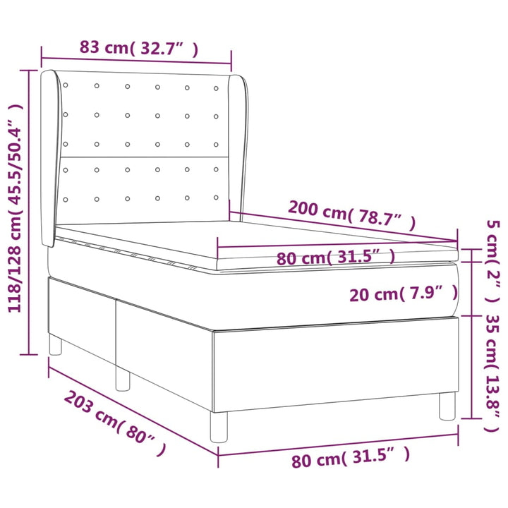 kontinentalseng med madras 80x200 cm stof mørkebrun