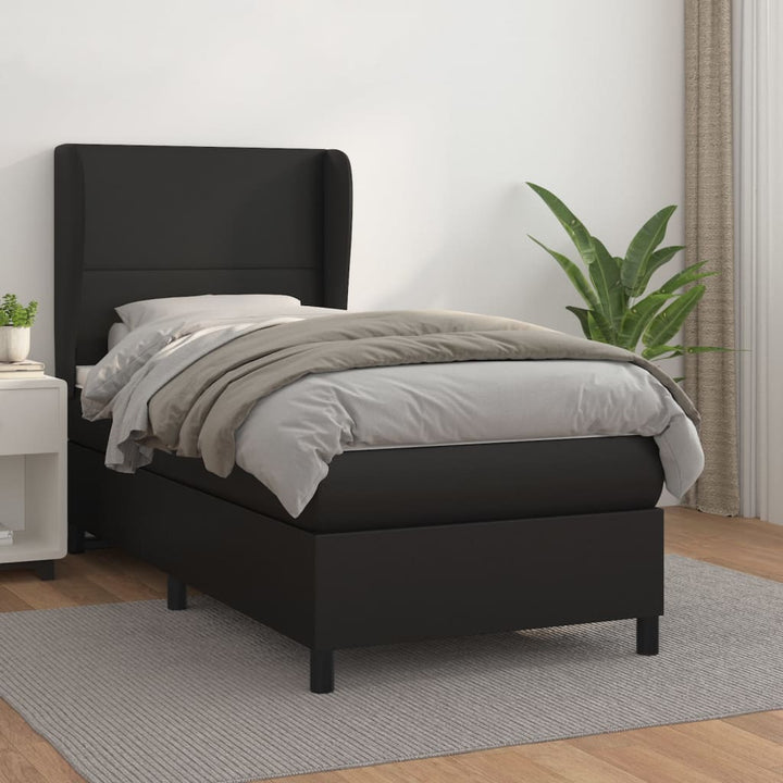 kontinentalseng med madras 80x200 cm kunstlæder sort