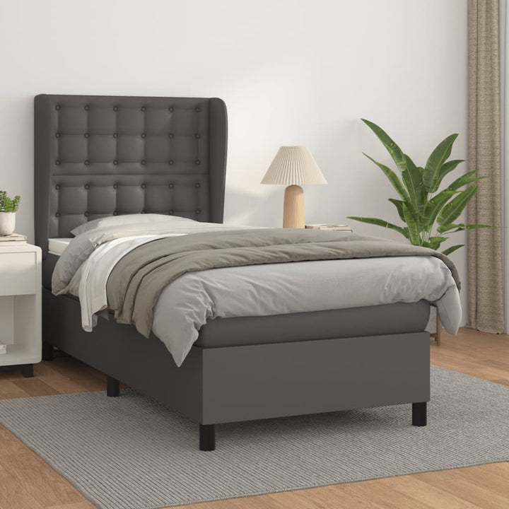 kontinentalseng med madras 80x200 cm kunstlæder grå