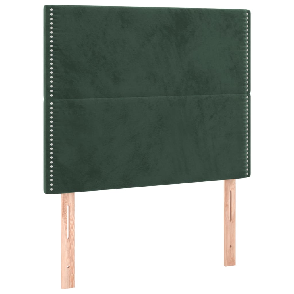 kontinentalseng med madras 90x190 cm fløjl mørkegrøn