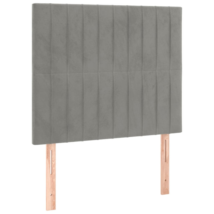kontinentalseng med madras 90x190 cm fløjl lysegrå