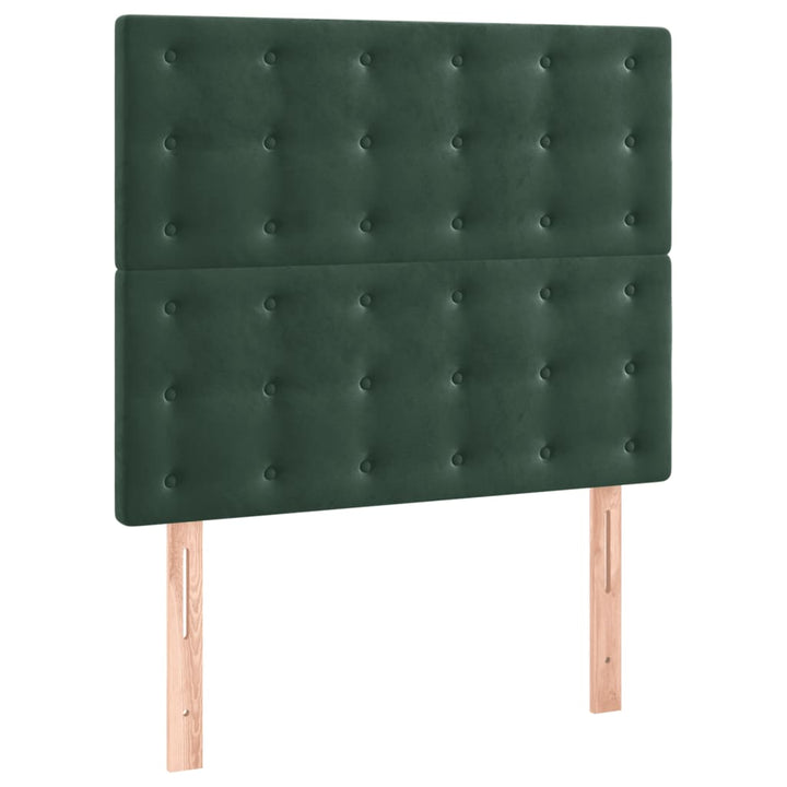 kontinentalseng med madras 80x200 cm fløjl mørkegrøn