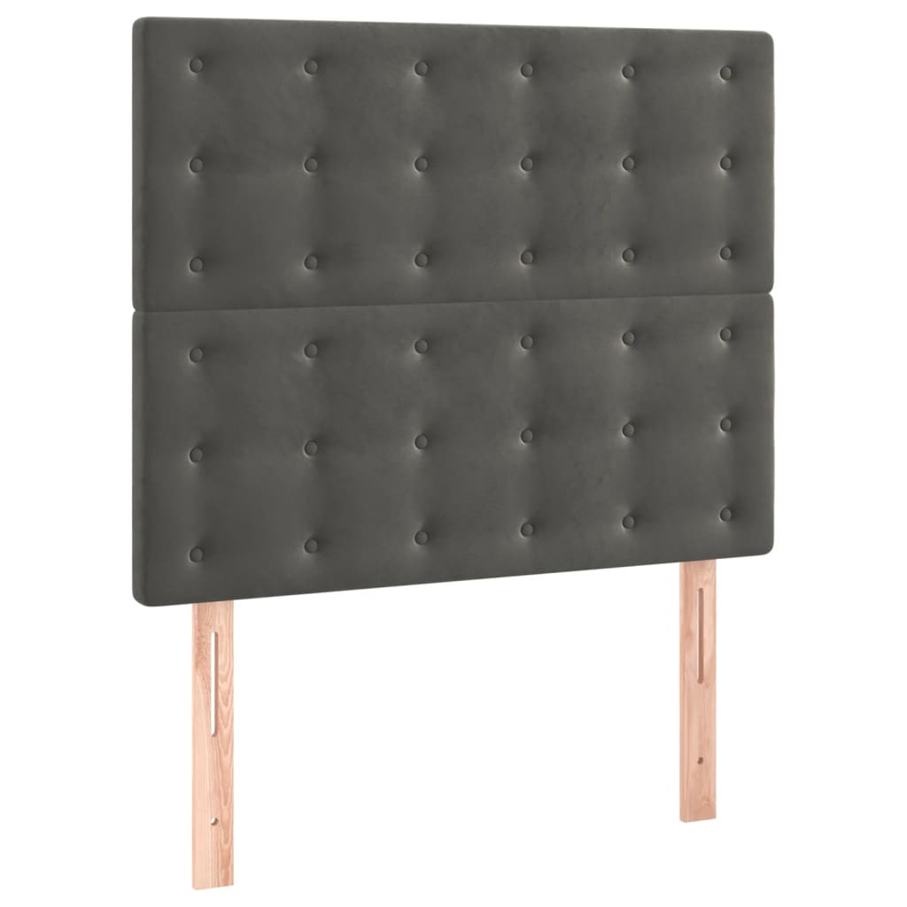 kontinentalseng med madras 90x190 cm fløjl mørkegrå