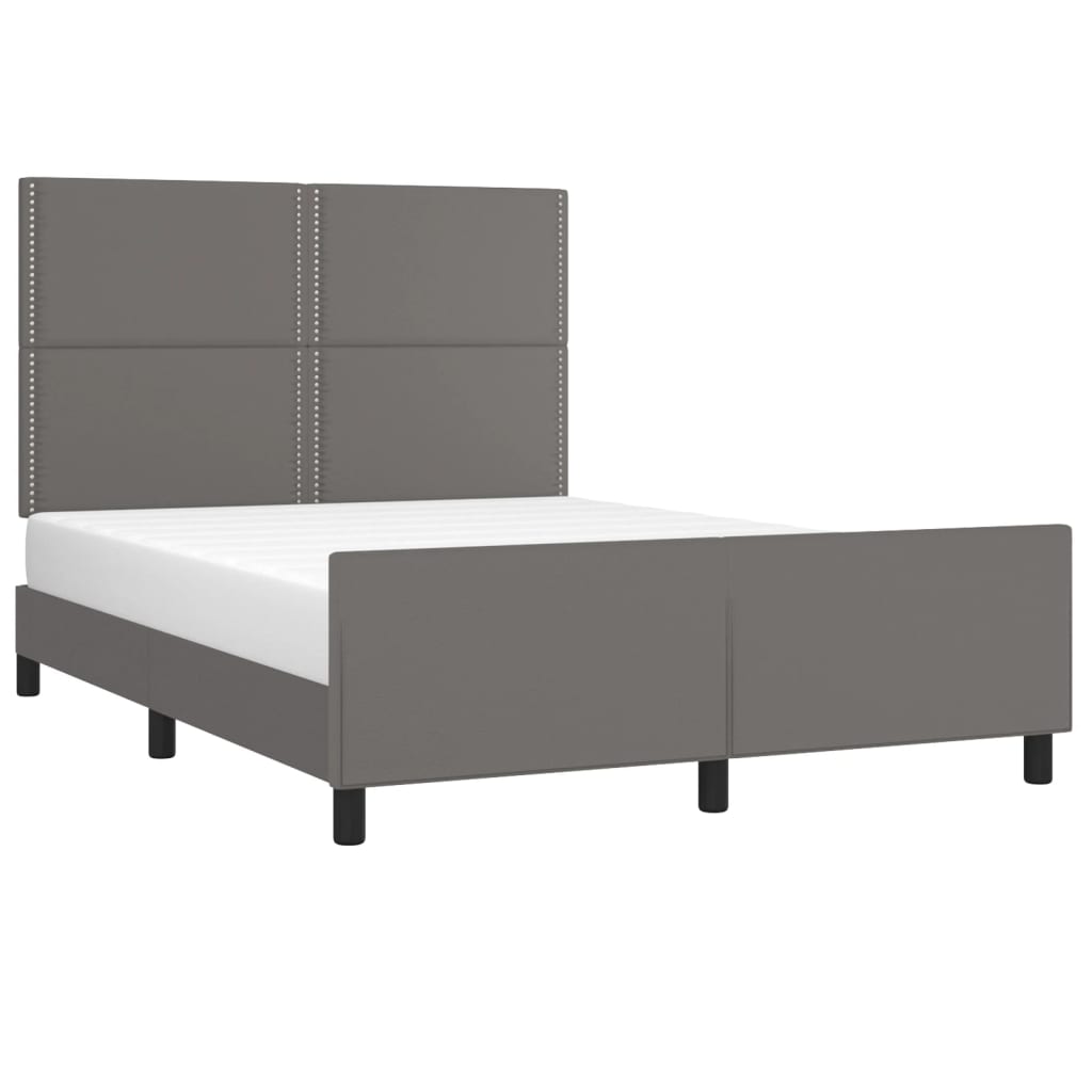 sengeramme med sengegavl 140x200 cm kunstlæder grå