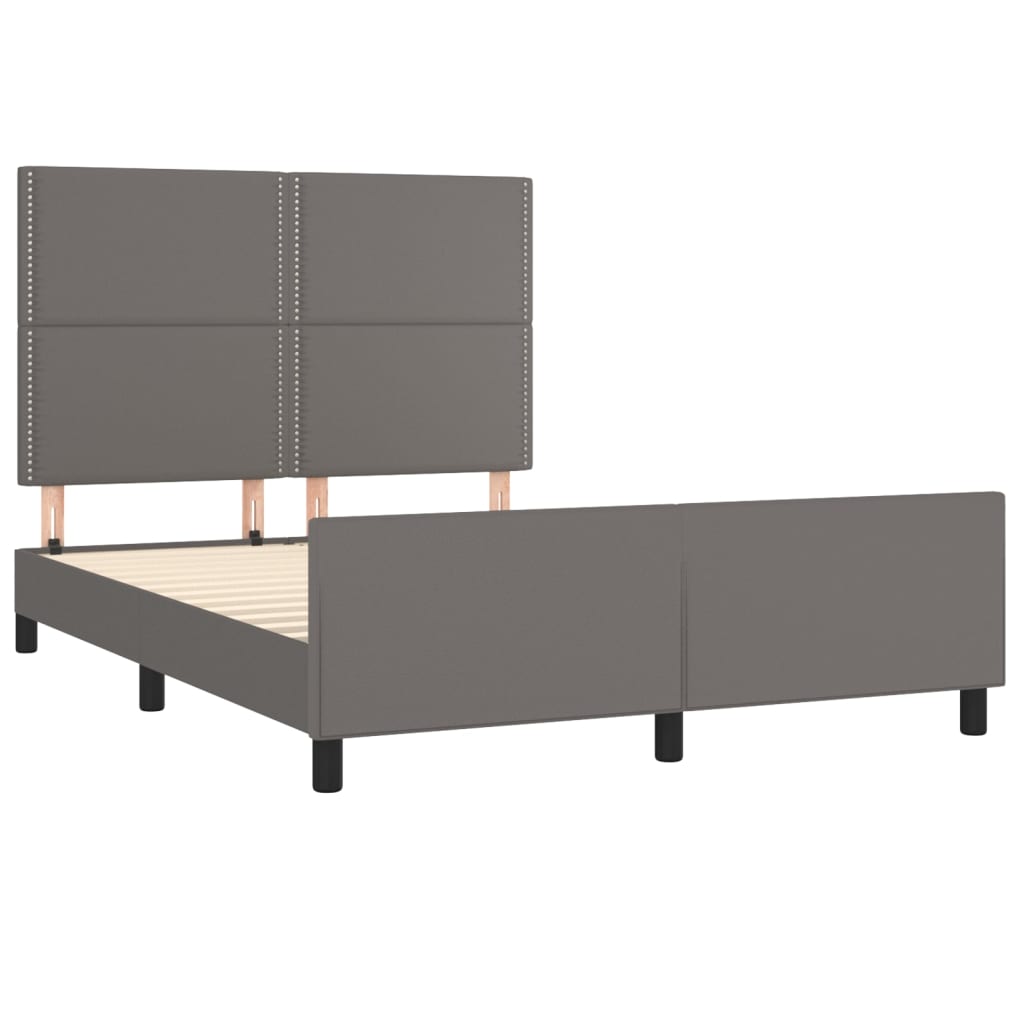 sengeramme med sengegavl 140x200 cm kunstlæder grå