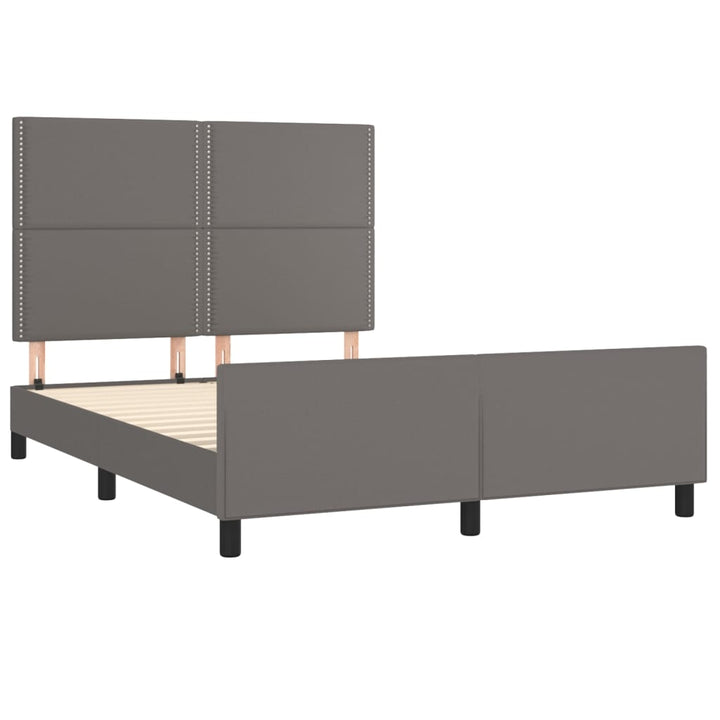 sengeramme med sengegavl 140x200 cm kunstlæder grå