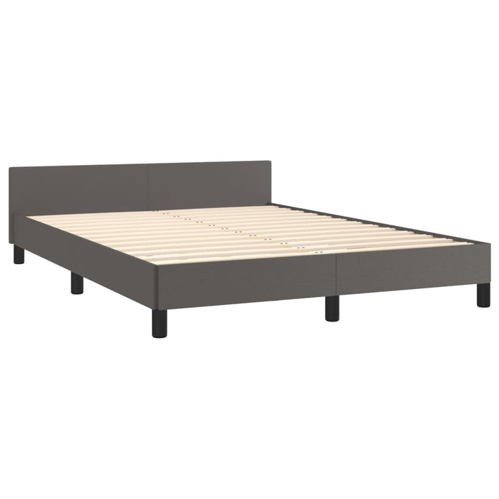 sengeramme med sengegavl 140x200 cm kunstlæder grå