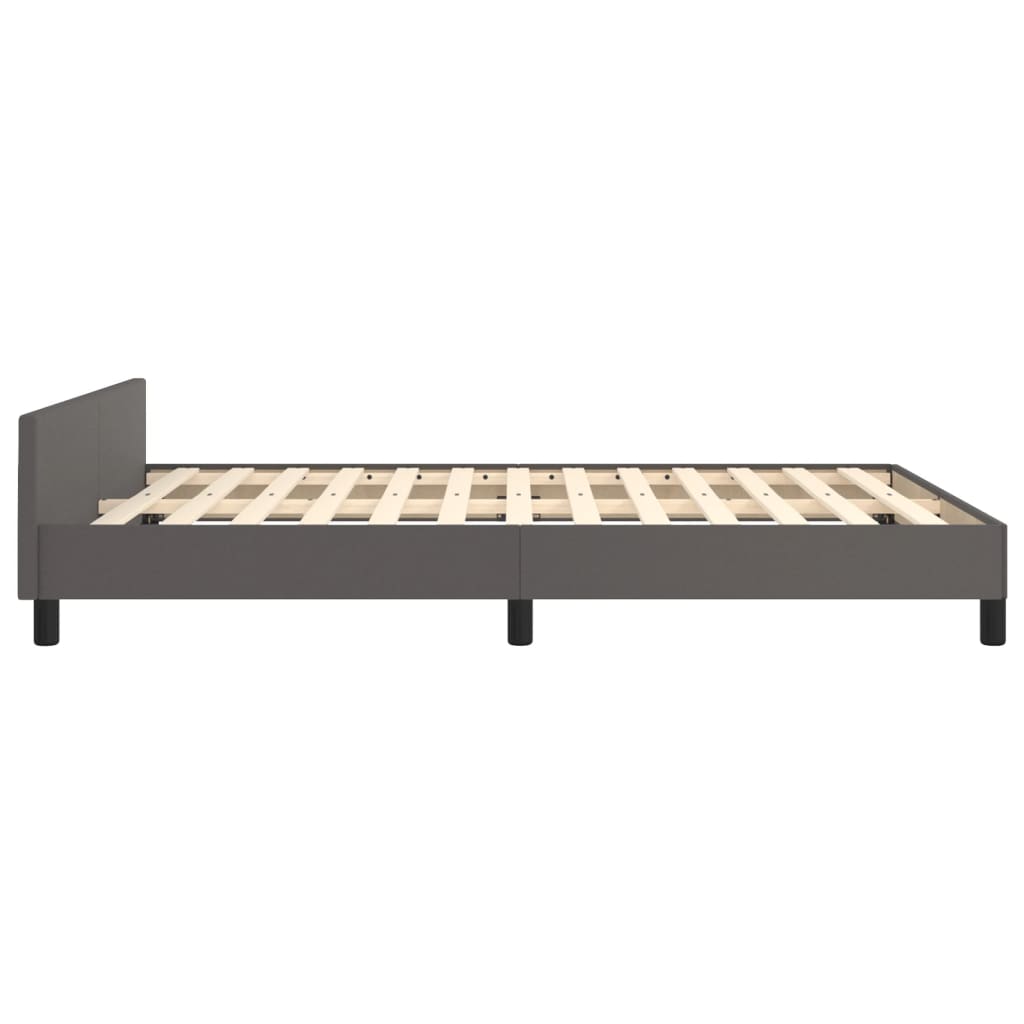 sengeramme med sengegavl 140x200 cm kunstlæder grå