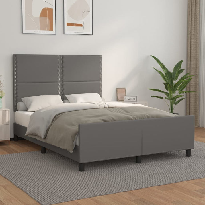 sengeramme med sengegavl 140x200 cm kunstlæder grå