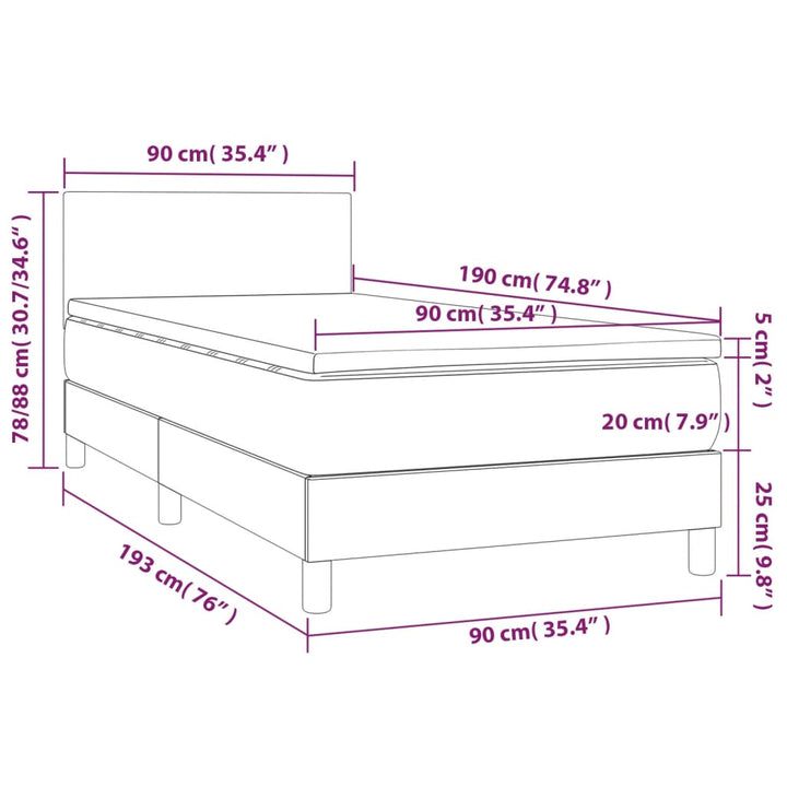 kontinentalseng med madras 90x190 cm stof cremefarvet