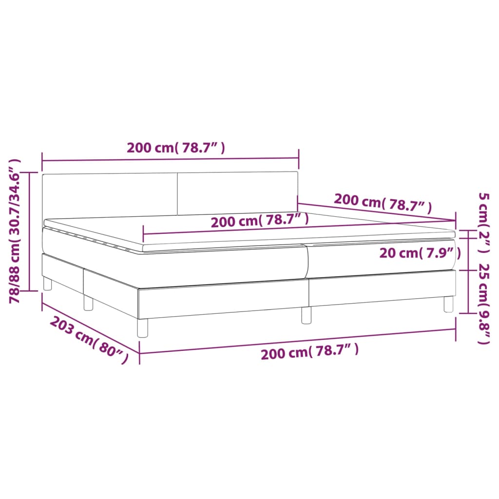 kontinentalseng med madras 200x200 cm stof sort