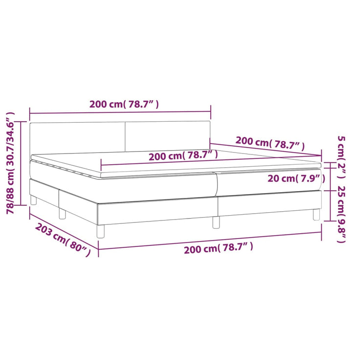 kontinentalseng med madras 200x200 cm stof sort