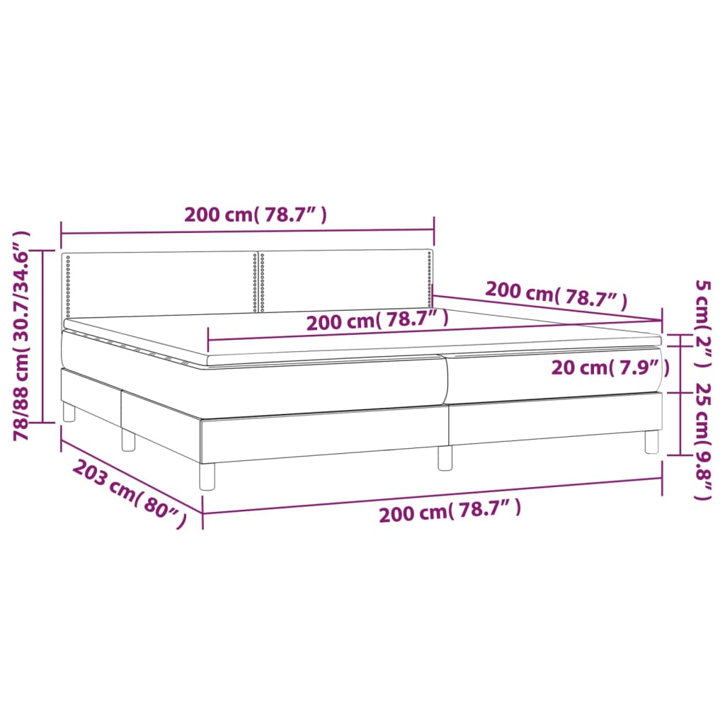 kontinentalseng med madras 200x200 cm stof sort