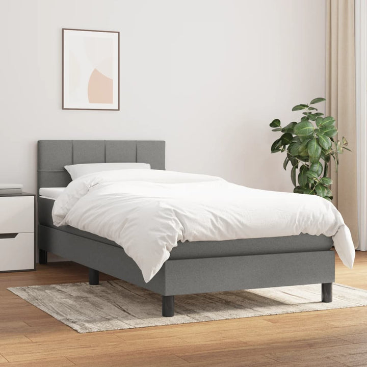kontinentalseng med madras 80x200 cm stof mørkegrå