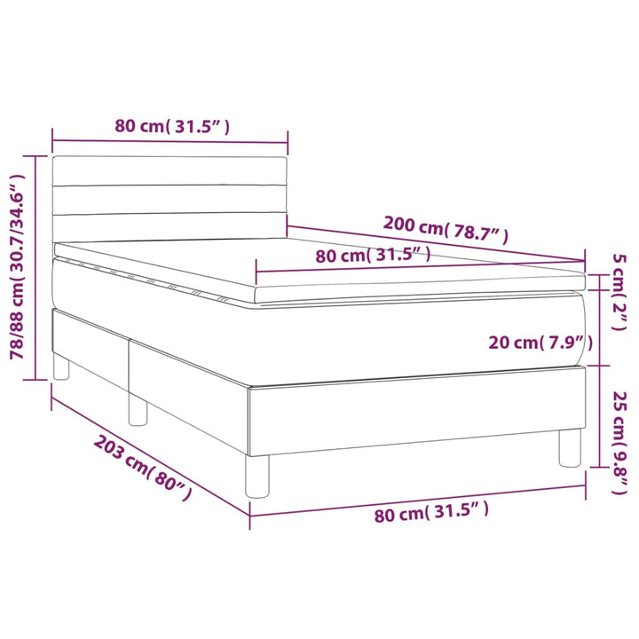 kontinentalseng med madras 80x200 cm stof mørkegrå