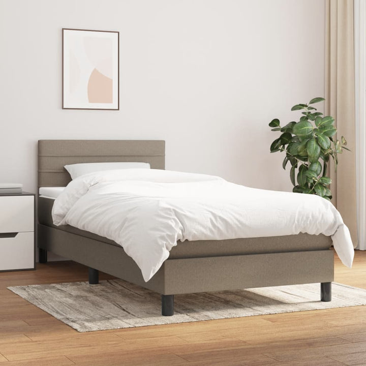 kontinentalseng med madras 90x190 cm stof gråbrun