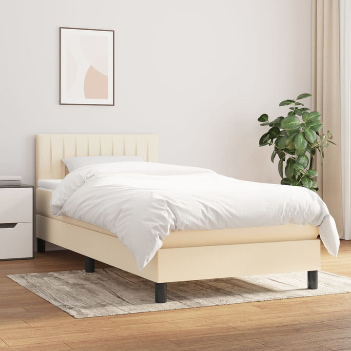 kontinentalseng med madras 90x190 cm stof cremefarvet