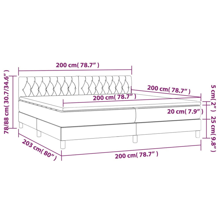 kontinentalseng med madras 200x200 cm stof sort