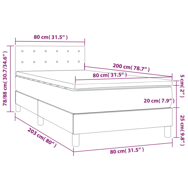 kontinentalseng med madras 80x200 cm stof mørkegrå