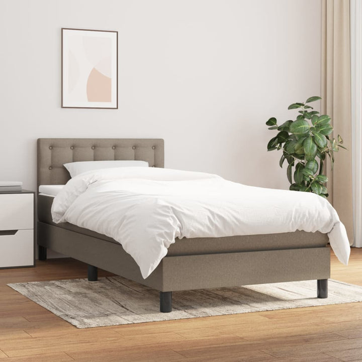 kontinentalseng med madras 90x190 cm stof gråbrun