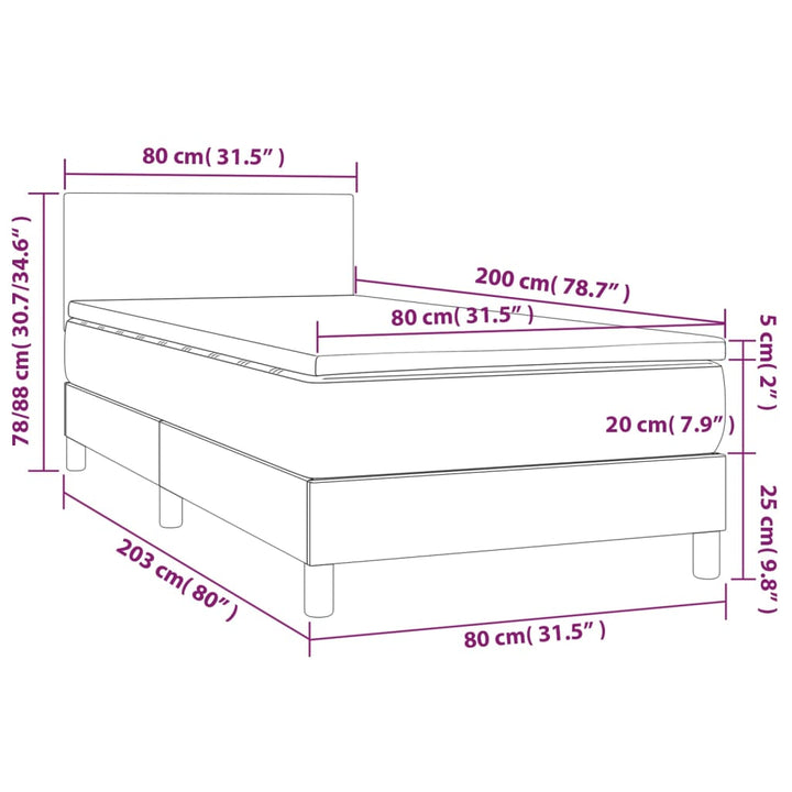 kontinentalseng med madras 80x200 cm stof mørkegrå