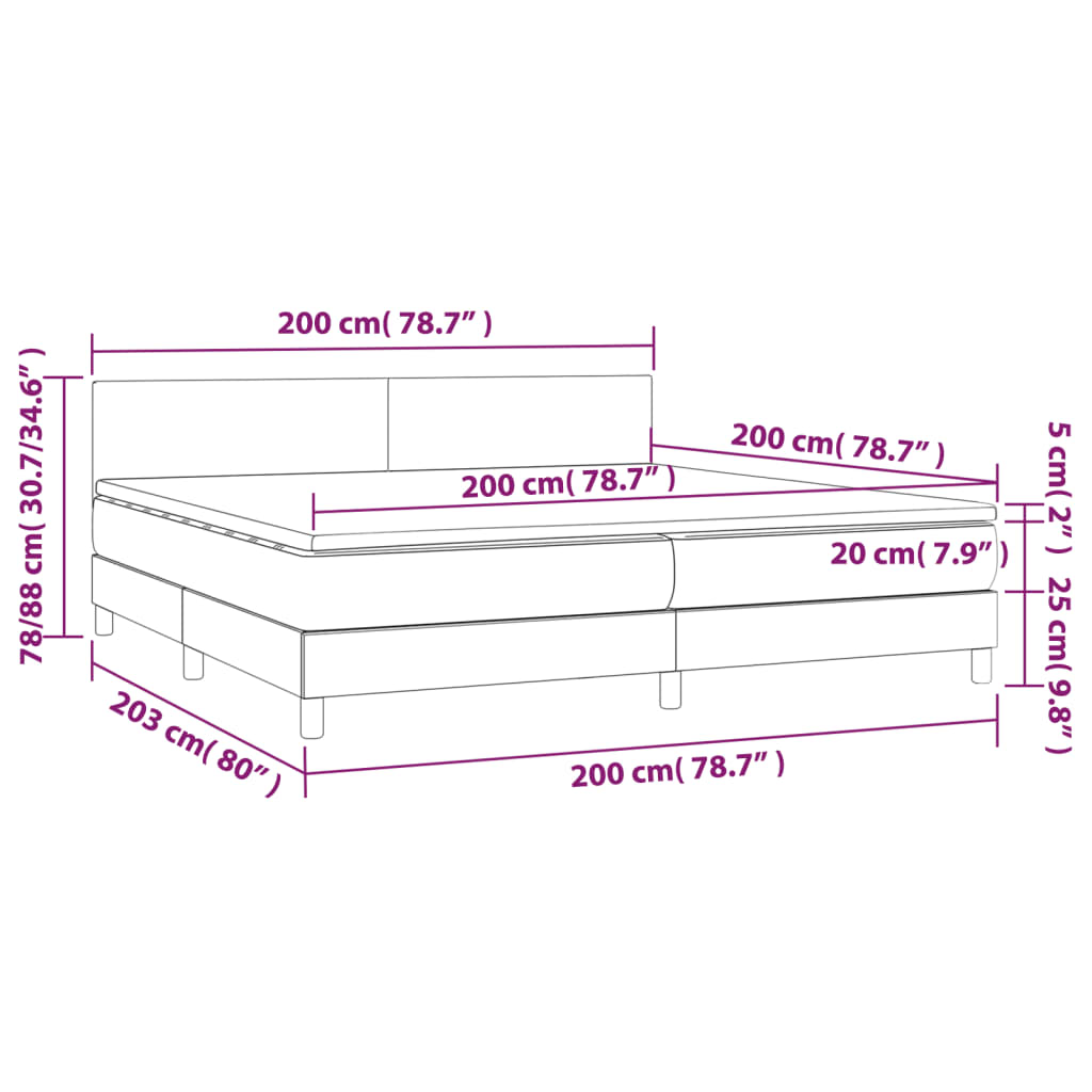 kontinentalseng med madras 200x200 cm stof sort