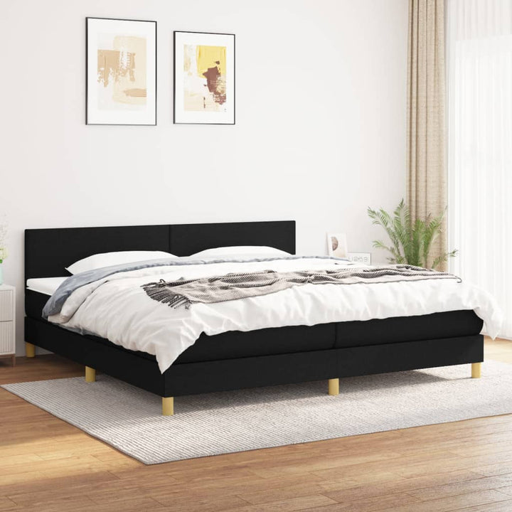 kontinentalseng med madras 200x200 cm stof sort