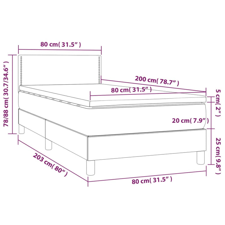 kontinentalseng med madras 80x200 cm stof mørkegrå