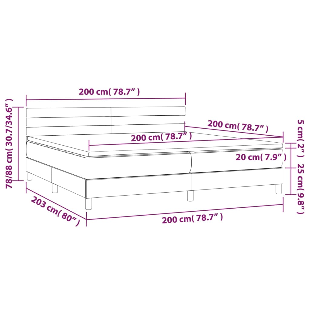 kontinentalseng med madras 200x200 cm stof sort