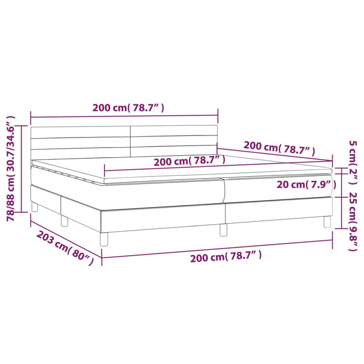 kontinentalseng med madras 200x200 cm stof sort