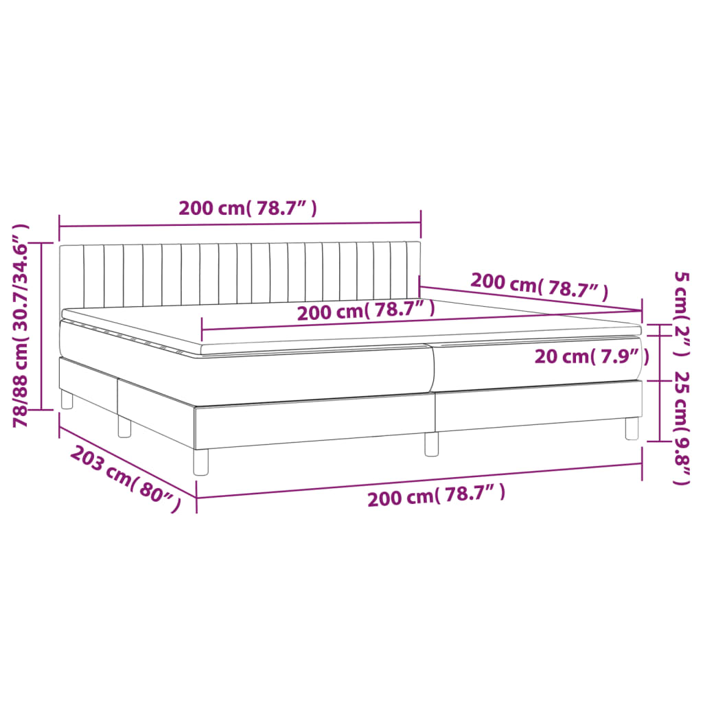kontinentalseng med madras 200x200 cm stof sort