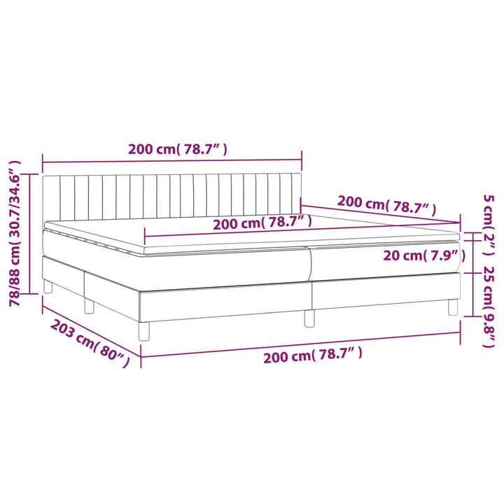 kontinentalseng med madras 200x200 cm stof sort