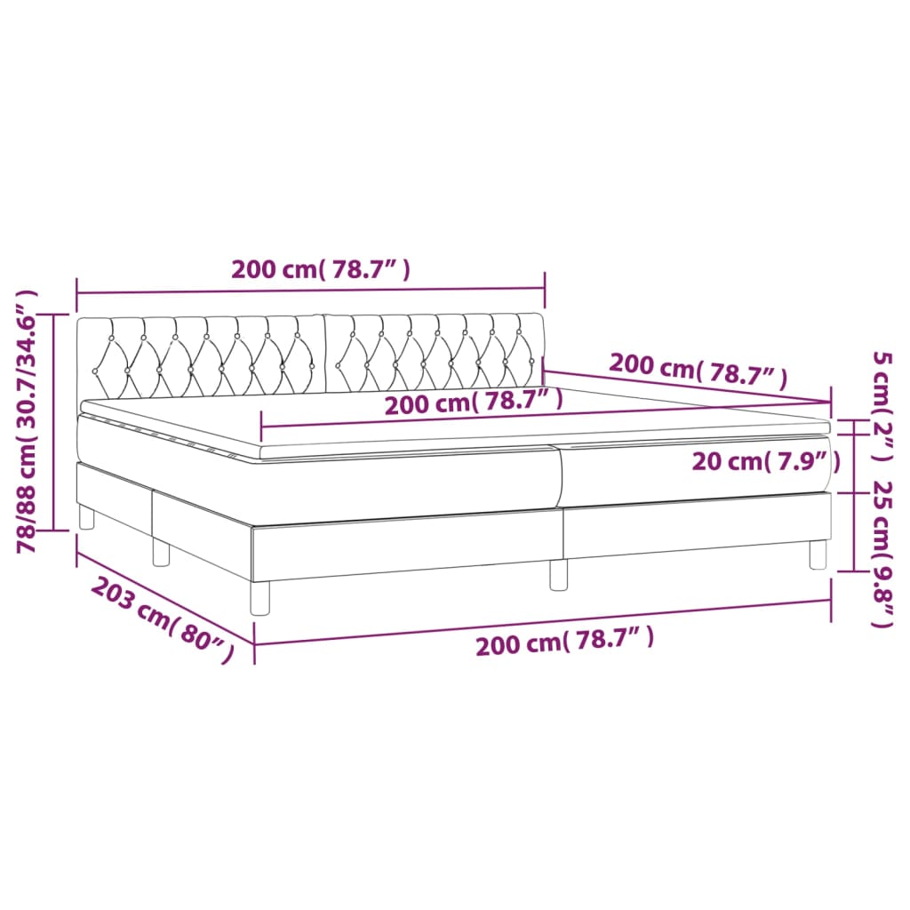 kontinentalseng med madras 200x200 cm stof sort