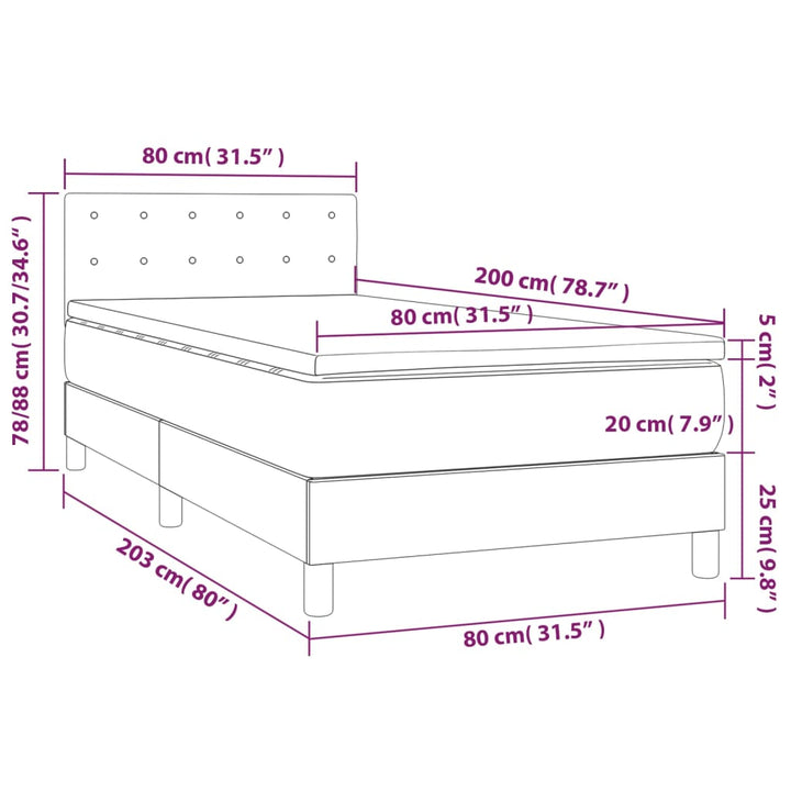 kontinentalseng med madras 80x200 cm stof mørkegrå