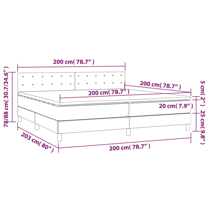 kontinentalseng med madras 200x200 cm stof sort