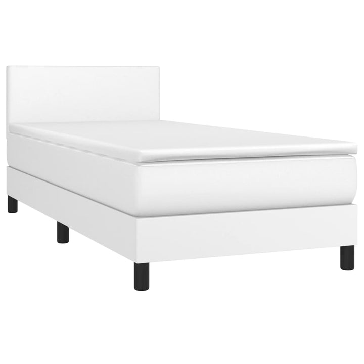 kontinentalseng med madras 90x190 cm kunstlæder hvid