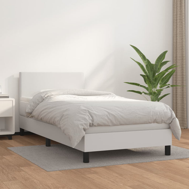 kontinentalseng med madras 90x190 cm kunstlæder hvid