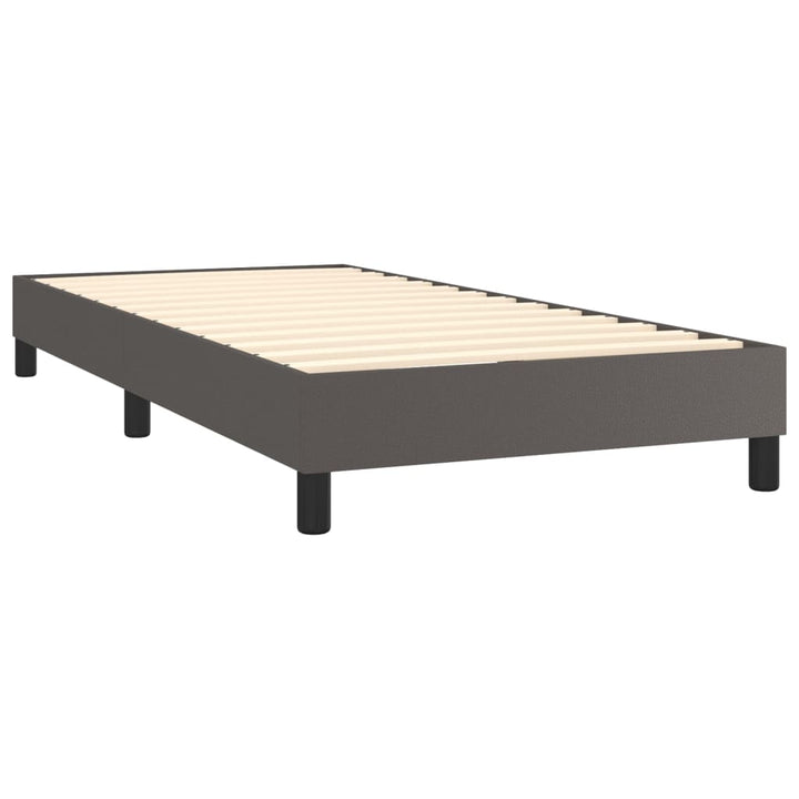 kontinentalseng med madras 90x190 cm kunstlæder grå