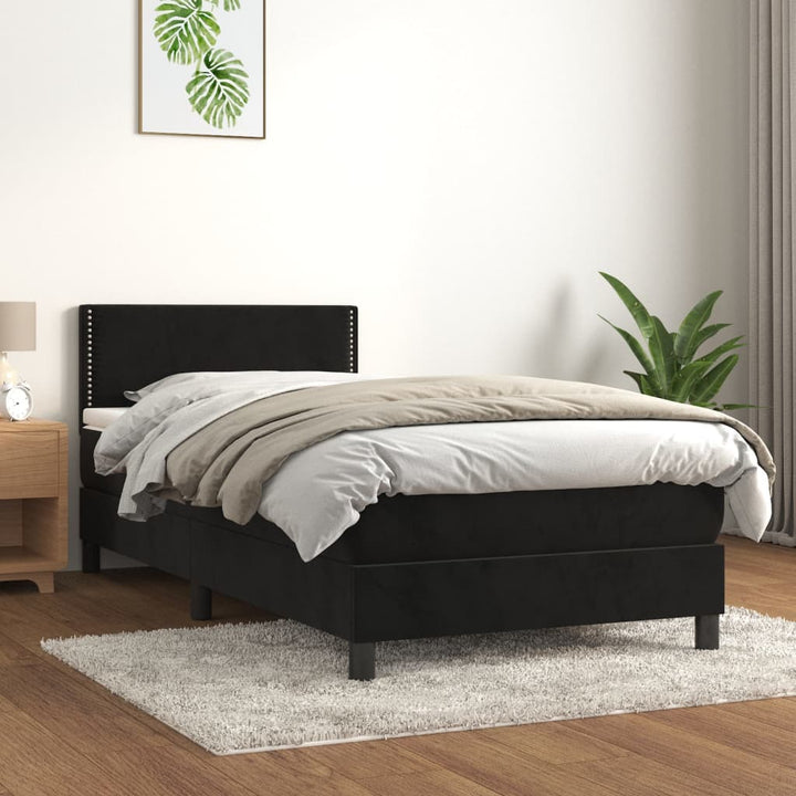 kontinentalseng med madras 90x190 cm fløjl sort
