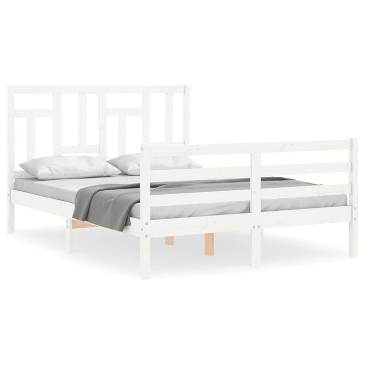 sengeramme med sengegavl 140x200 cm massivt træ hvid