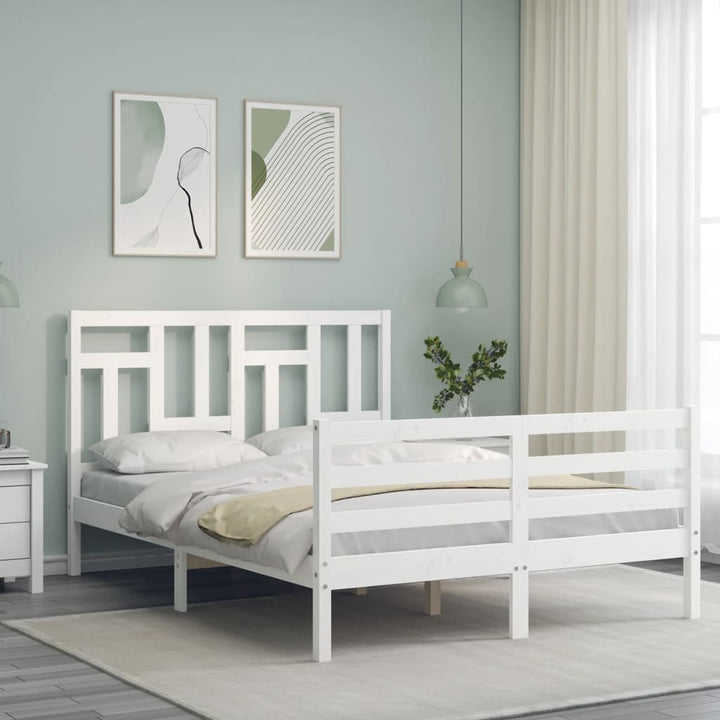 sengeramme med sengegavl 140x200 cm massivt træ hvid