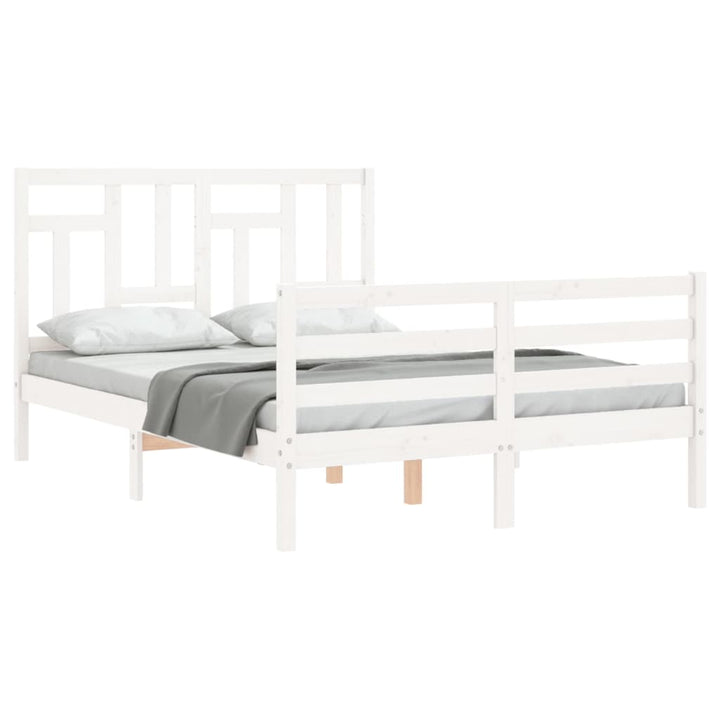 sengeramme med sengegavl 140x200 cm massivt træ hvid