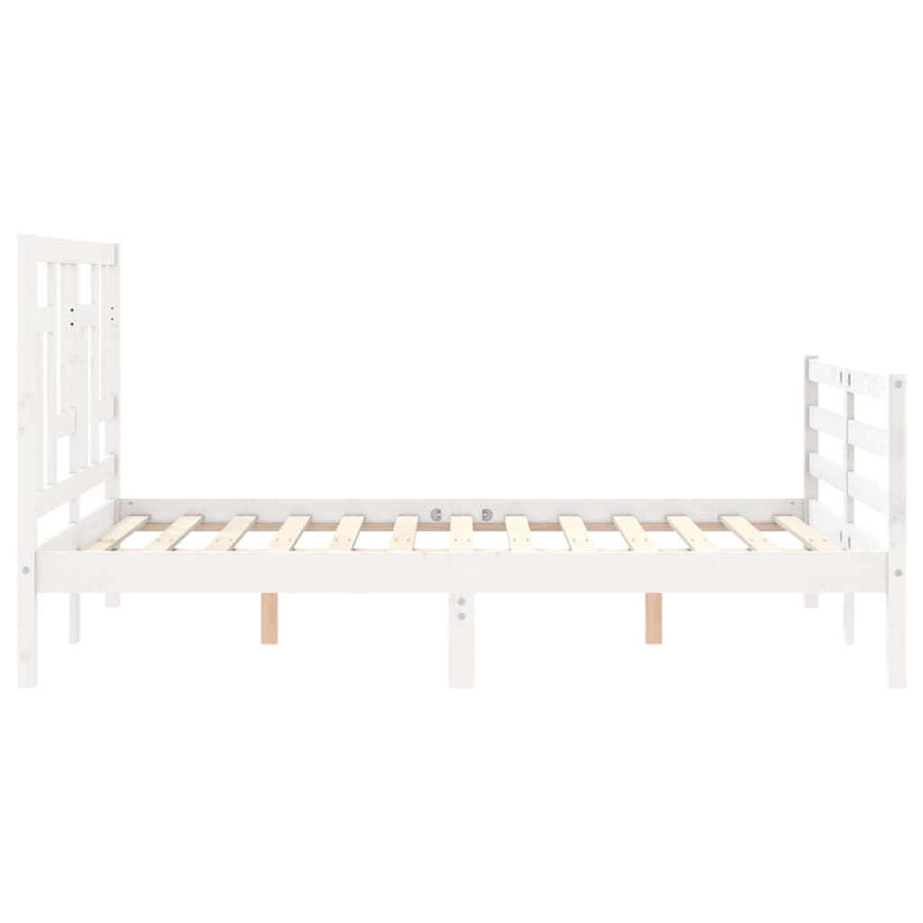 sengeramme med sengegavl 140x200 cm massivt træ hvid