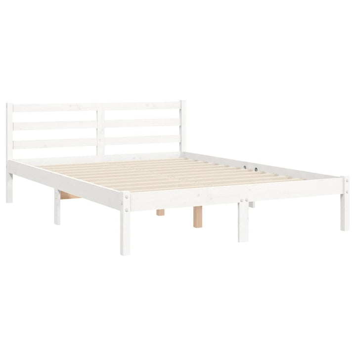 sengeramme med sengegavl 140x200 cm massivt træ hvid