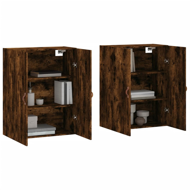 vægskabe 2 stk. 69,5x34x90 cm røget sonoma-eg