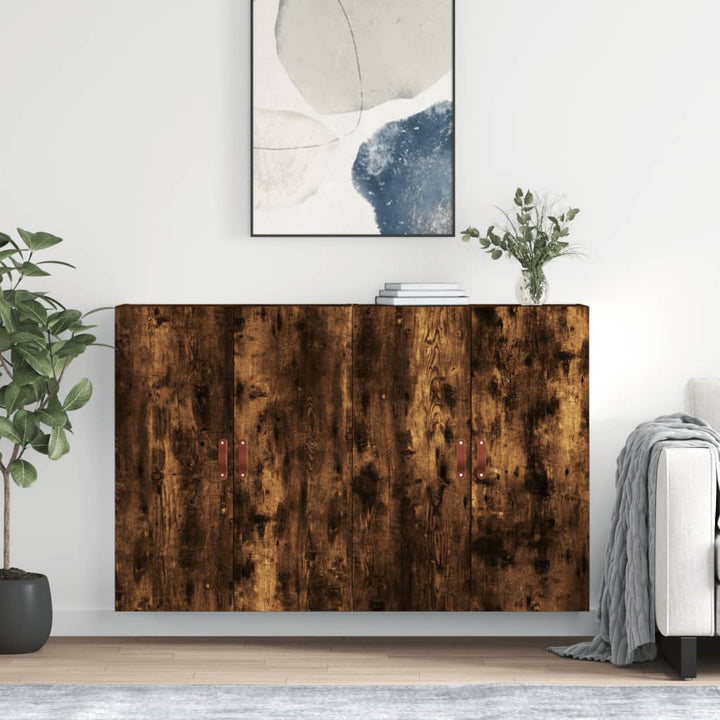 vægskabe 2 stk. 69,5x34x90 cm røget sonoma-eg