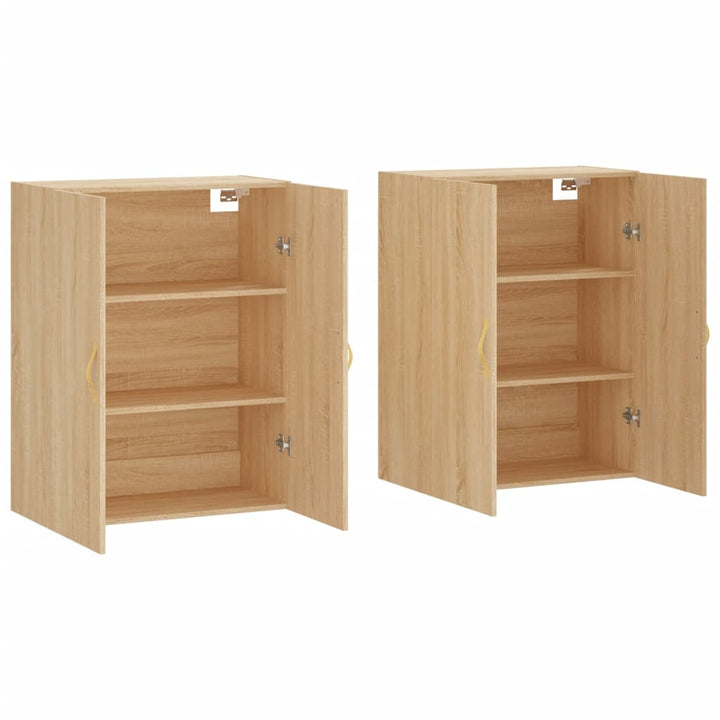 vægskabe 2 stk. 69,5x34x90 cm sonoma-eg